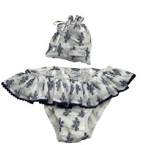 Lot of 3 Lison Paris Baby Bloomers 36M White Blue Cotton Ruffle NWT